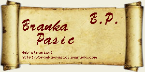 Branka Pašić vizit kartica